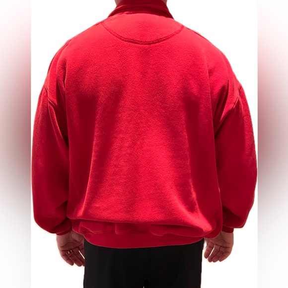 BACK PORCH Red Cotton Sweatshirt Classy 1/4 Zip Sporty Sugg Size L Great Cond - Picture 7 of 10